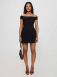 Mirrorball Off The Shoulder Mini Dress Black