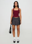 front view of model wearing Princess Polly Baseline Square Neck Rib Tank Top Red Sleeveless Square Neck 