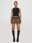 Fantasies Pleated Mini Skort Brown