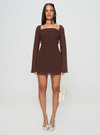 Valentin Long Sleeve Mini Dress Chocolate