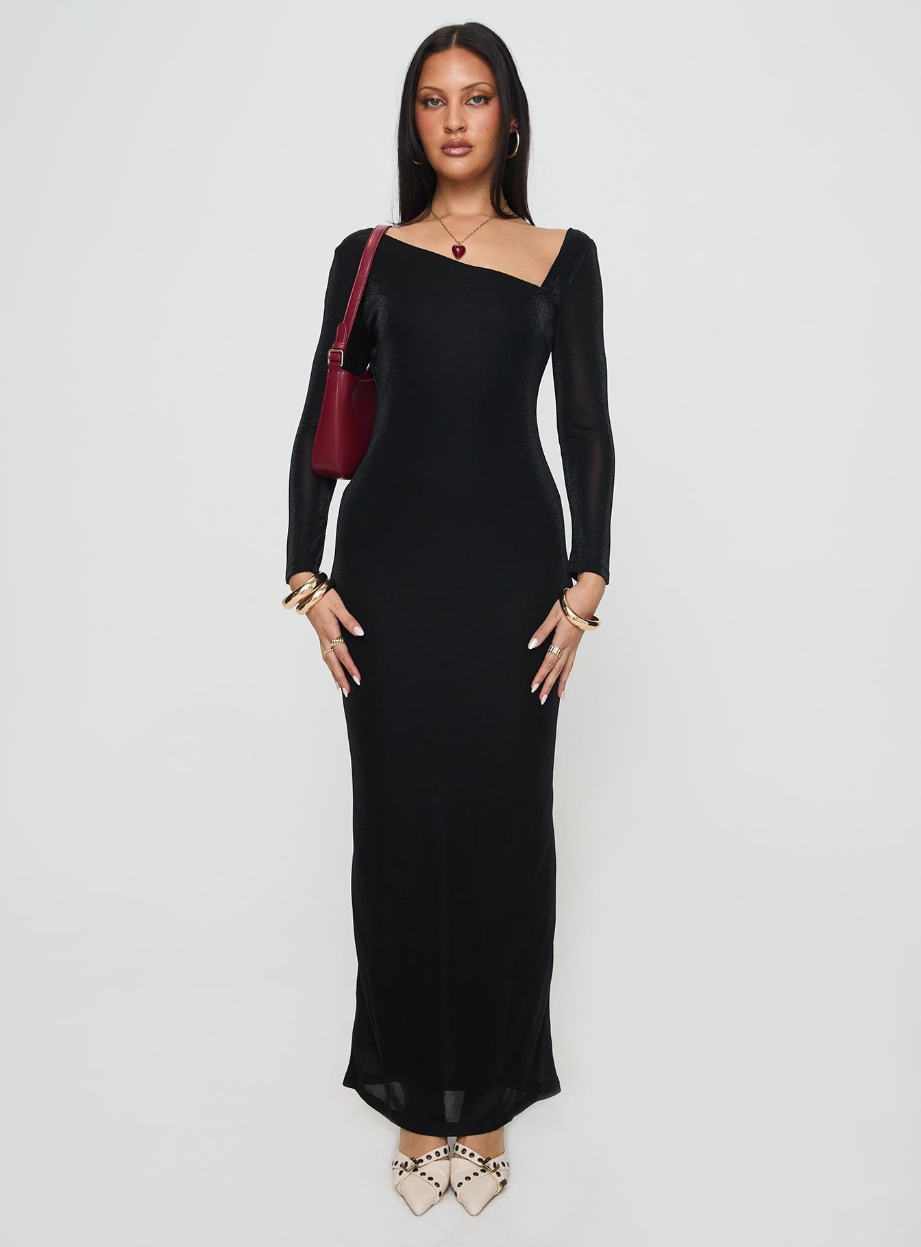 Shop Formal Dress - Sedani Long Sleeve Maxi Dress Black third image