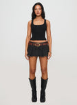 front view of model wearing Princess Polly Baseline Square Neck Rib Tank Top Black Sleeveless Square Neck 