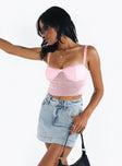 Front view of model wearing  front Princess Polly Sleeveless Scoop Neck  Drysdale Bustier Top Pink