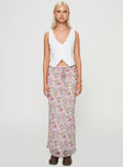   front view of model wearing Princess Polly Emily Maxi Skirt Pink Floral Maxi 