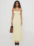 Pearle Shirred Maxi Dress Cream Floral