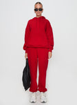 Dream Fleece Ankle Cuff Sweatpants Red