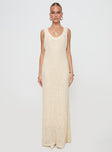 front view of model wearing Princess Polly Andiamo Maxi Dress Cream Scoop Neck 