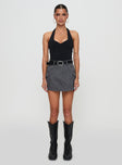   side view of model wearing Princess Polly Lieutenant Cargo Mini Skirt Slate Mini Skirts 