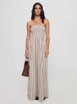 Kohana Strapless Maxi Dress Beige Stripe