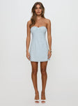 Malena Strapless Mini Dress Light Blue