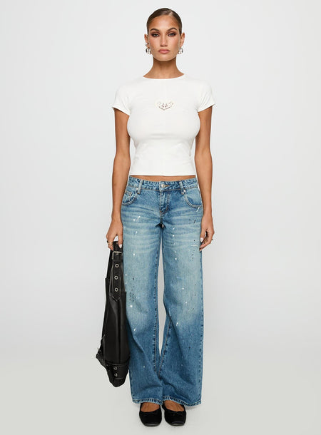 We Could Go Lace Detail Top White
