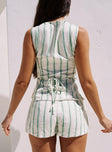 Therese Vest Set Green Stripe