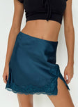 Front view of model wearing  front Athenia Mini Skirt Navy Princess Polly  Mini Skirts 