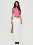 front view of model wearing Princess Polly Millert Tube Top Pink Sleeveless straight 