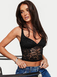 product Princess Polly Sleeveless Asymmetric Neckline  Wandella Lace Tank Black