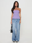 front view of model wearing Princess Polly Strutter Strapless Top Purple Sleeveless straight 