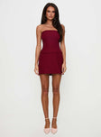 Nutmeg Strapless Mini Dress Burgundy