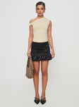   front view of model wearing Princess Polly Ravioli Bubble Hem Mini Skirt Black Mini Skirts 