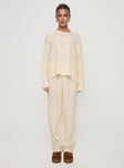 Homey Cable Knit Pants Cream