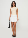 Bubble Broderie Mini Skirt White