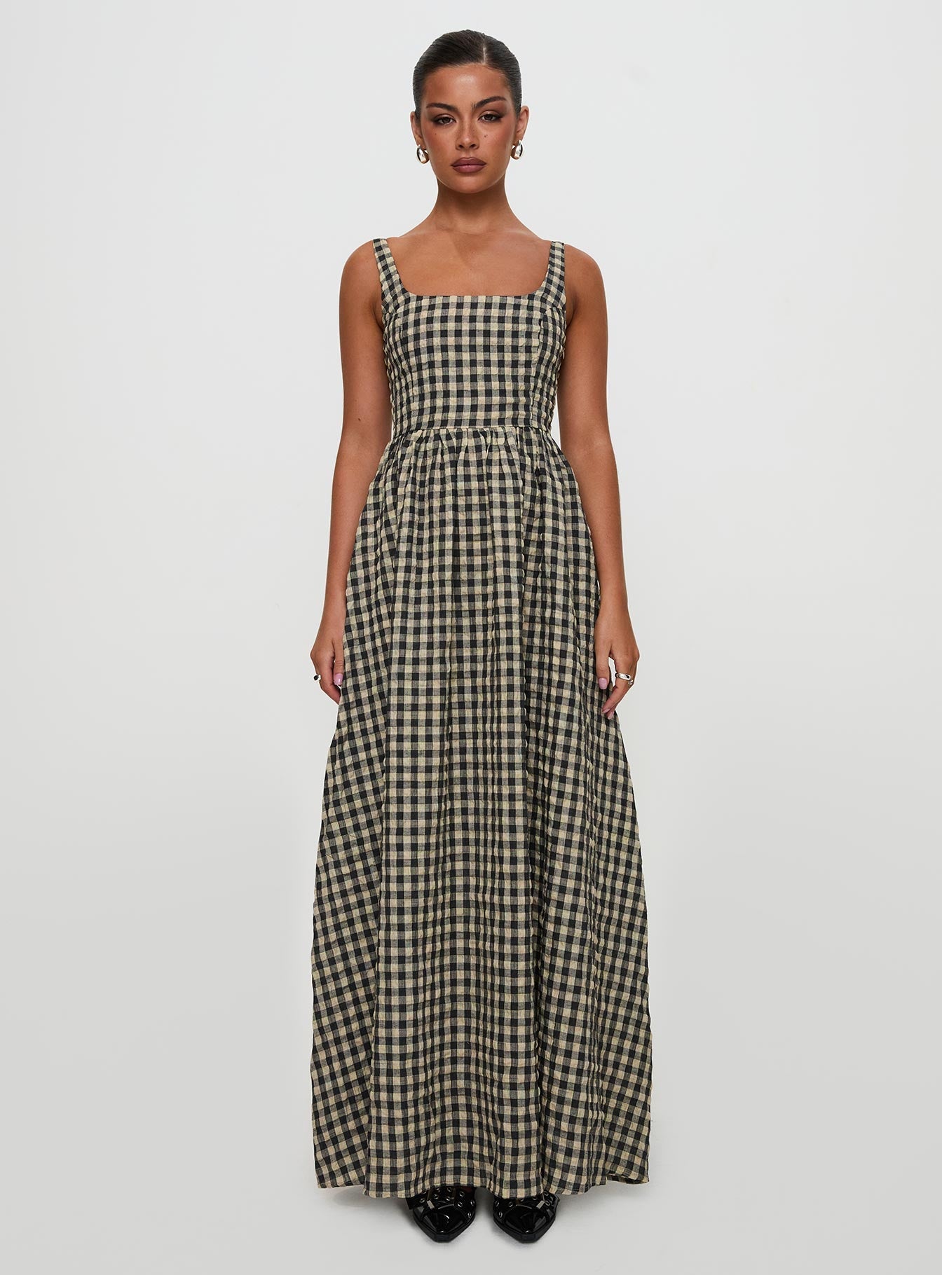 Collective Dress - Cartmel Check Maxi Dress Black / Cream secondary image