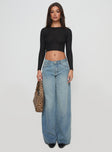 Demie Distressed Detail Wide Leg Jean Light Wash