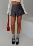   front view of model wearing Princess Polly Little Bow Peep Mini Skirt Grey Mini Skirts 