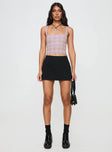 front view of model wearing Princess Polly Back In Time Top Pink Check Sleeveless Square Neck 