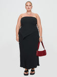 front view of model wearing Princess Polly Birdie Asymmetric Linen Blend Top Black Curve Sleeveless straight 