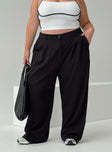 Front view of model wearing  front Princess Polly High Waisted Pants  Archer Pants Black Curve