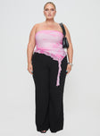 front view of model wearing Princess Polly Travessa Asymmetric Tube Top Pink Curve Sleeveless straight 