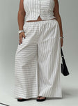 back view of model wearing Princess Polly Boarder Pants White Stripe Curve High Waisted Pants 