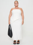 front view of model wearing Princess Polly Birdie Asymmetric Linen Blend Top White Curve Sleeveless straight 