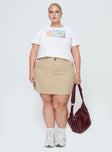 front view of model wearing Princess Polly Italy Love Tee Ivory Curve Short Sleeves Crew Neck 