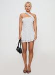 Escapades One Shoulder Mini Dress White / Black Polka