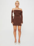 Eclara Off The Shoulder Mini Dress Chocolate