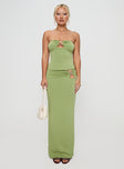   front view of model wearing Princess Polly Sun Chaser Maxi Skirt Green Maxi 