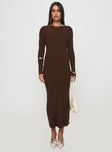 Osment Long Sleeve Knit Maxi Dress Chocolate