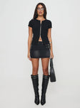 Ivywood Buckle Mini Skirt Washed Black