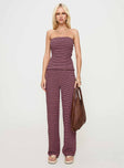 front view of model wearing Princess Polly Televize Pants Brown / Pink High Waisted Pants 