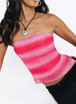 back view of model wearing Princess Polly Devia Strapless Top Pink Sleeveless straight 