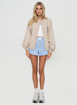 front view of model wearing Princess Polly Edern Cardigan Cream Long 