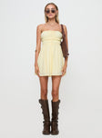 front view of model wearing Princess Polly Nnarlia Mini Dress Lemon Straight Neck 