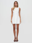 front view of model wearing Princess Polly Anse Mini Dress White Crew Neck 