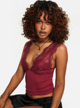 product Princess Polly Sleeveless Square Neck  Typha Top Burgundy