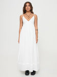 front view of model wearing Princess Polly Eriksson Maxi Dress White Plunger 