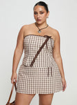 front view of model wearing Princess Polly Be My Baby Top Plaid Curve Sleeveless straight 