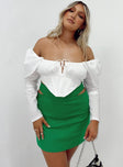   front view of model wearing Princess Polly Amara Cut Out Mini Skirt Green 