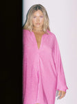 front view of model wearing Princess Polly Evolving Shirt Dress Pink 