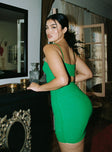 back view of model wearing Princess Polly Holloway Wishes Mini Dress Green 